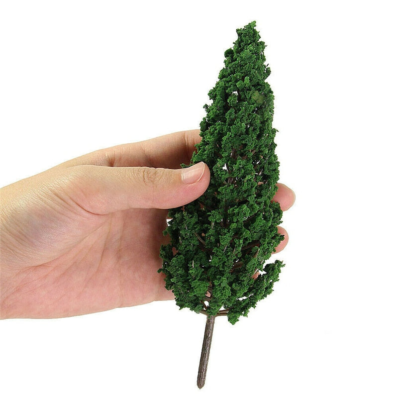 10Pcs Pine Trees 1:25 Model Train Railway Building Green Model Tree For O G Scale 1/25 Railroad Layout Diorama Wargame Scenery