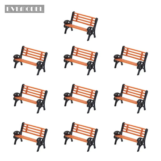 10pcs Model Trains G O HO TT N Scale Model Bench Chair Settee for Railway Diorama