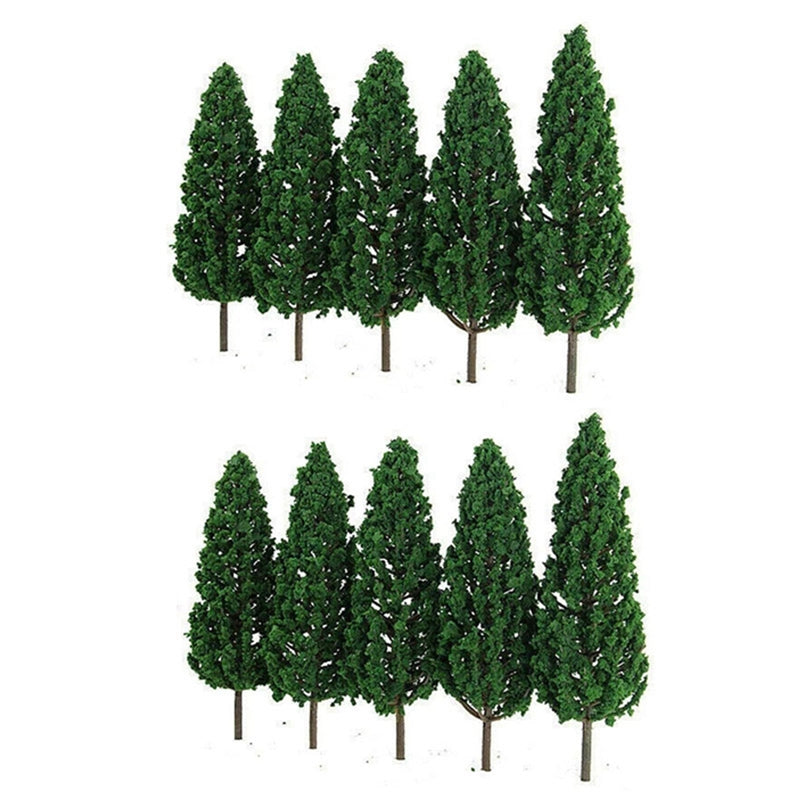 10Pcs Pine Trees 1:25 Model Train Railway Building Green Model Tree for O G Scale 1/25 Railroad Layout Diorama Scenery