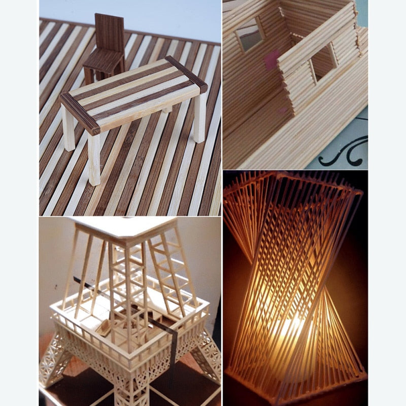 10PCS/lot Bamboo Wood DIY Building Model Material Handmade Craft Furniture Lantern Making Ornaments