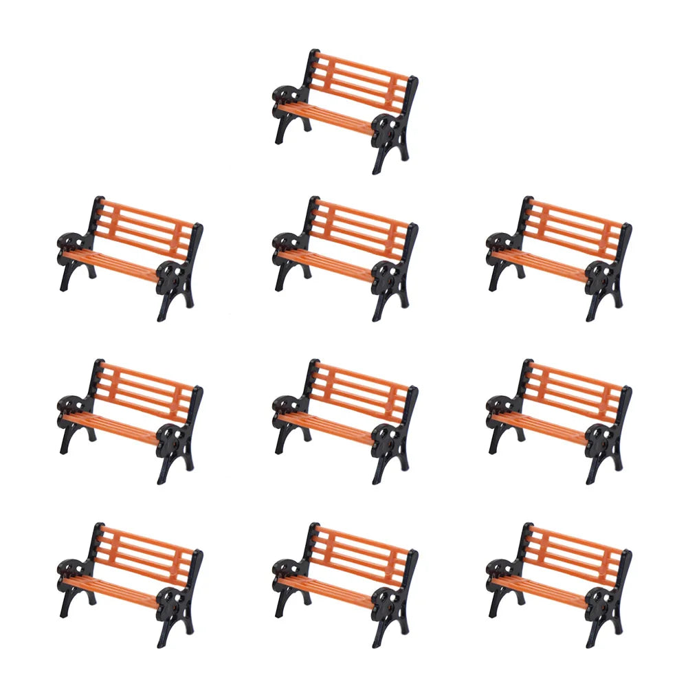 10pcs Model Trains G O HO TT N Scale Model Bench Chair Settee for Railway Diorama