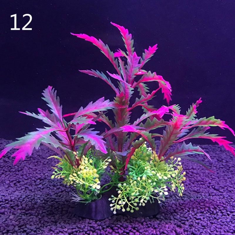 12 Kinds Artificial Aquarium Decor Plants Water Weeds Ornament Aquatic Plant Fish Tank Grass Decoration Accessories 14cm