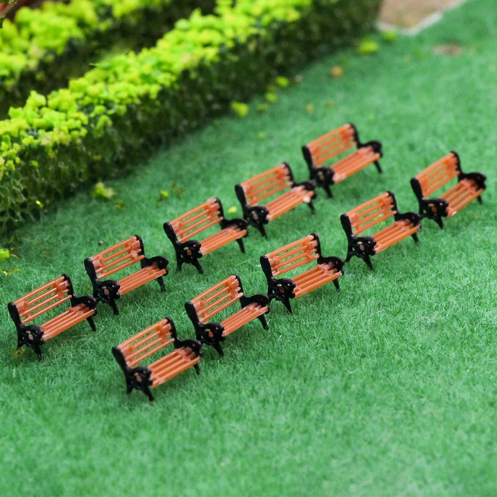 10pcs Model Trains G O HO TT N Scale Model Bench Chair Settee for Railway Diorama