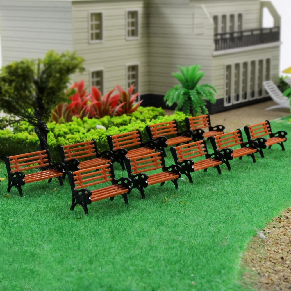 10pcs Model Trains G O HO TT N Scale Model Bench Chair Settee for Railway Diorama