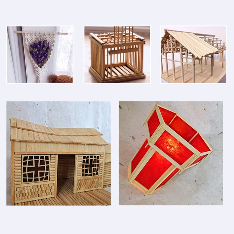 10PCS/lot Bamboo Wood DIY Building Model Material Handmade Craft Furniture Lantern Making Ornaments