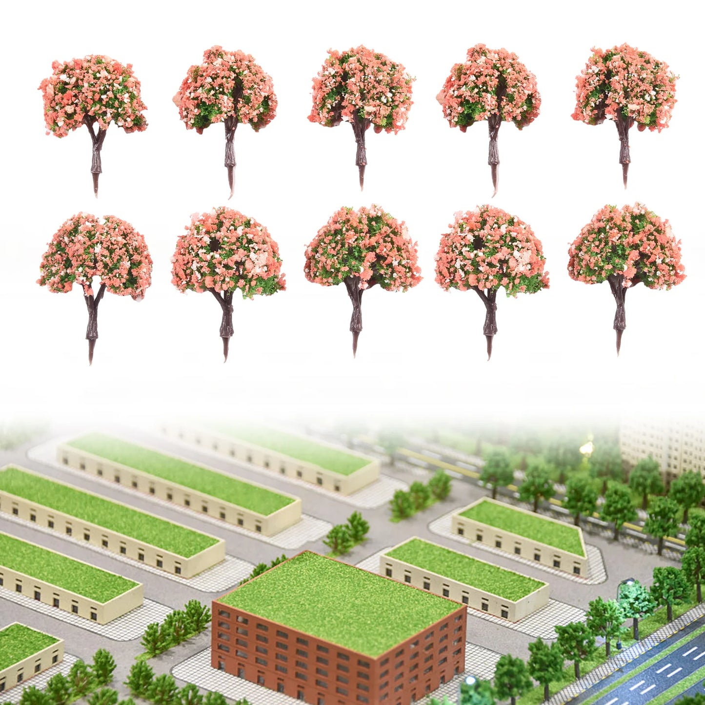 10Pcs 4CM Model Trees Architecture Train Railway Wargame Diorama Scenery Garden Supplies Artificial Scenery Trees